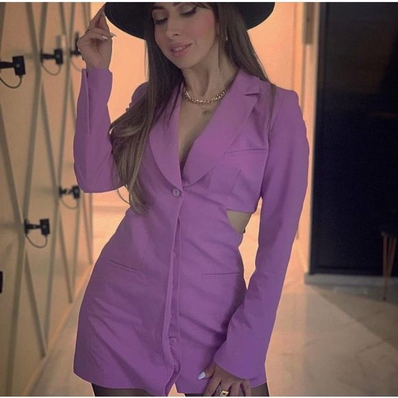 Zara EUC Side Cut Pink Lilac Lavender Blazer Dress Size XS Bloggers Favourite - Picture 3 of 11